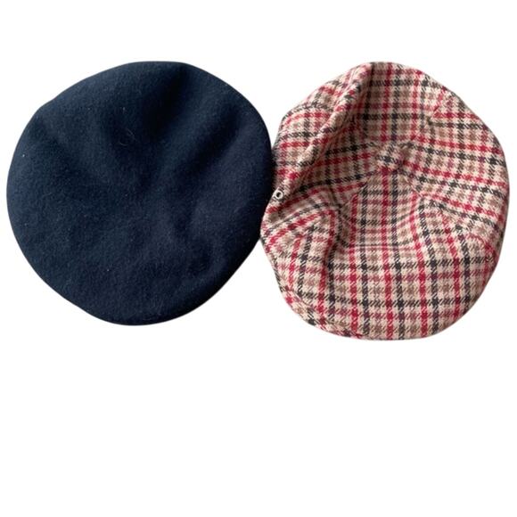 Lot of 2 paperboy hats docker black and red and tan plaid Burton hat vintage - Picture 1 of 12